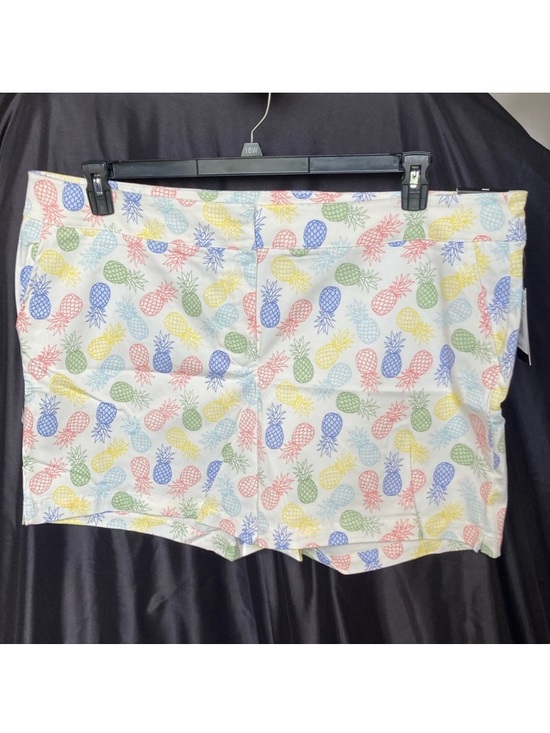 Briggs New York Pants - Briggs pineapple print multi colored print pattern white short casual 20W